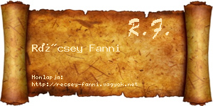 Récsey Fanni névjegykártya